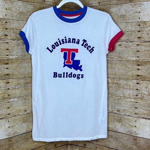 RUSSEL ATHLETIC LOUISIANA TECH RED,WHITE, AND BLUE SIZE LARGE RINGER TEE - Picture 1 of 4